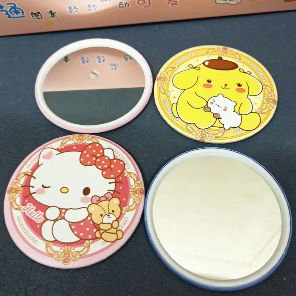 Sanrio Mini Mirror Kuromi My Melody Pom Pom Purin Round Girls Kawaii Portable Makeup Mirror Single Mirrors Girls Kids Gifts