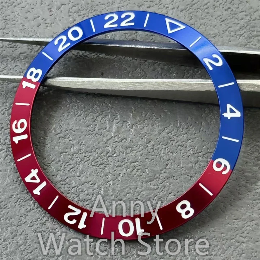 High Quality 38mm*30.5mm Watch Bezel GMT Blue Purple Red Green Watch Insert For NH35 NH36 40mm SUB Case Watch Replacement Parts