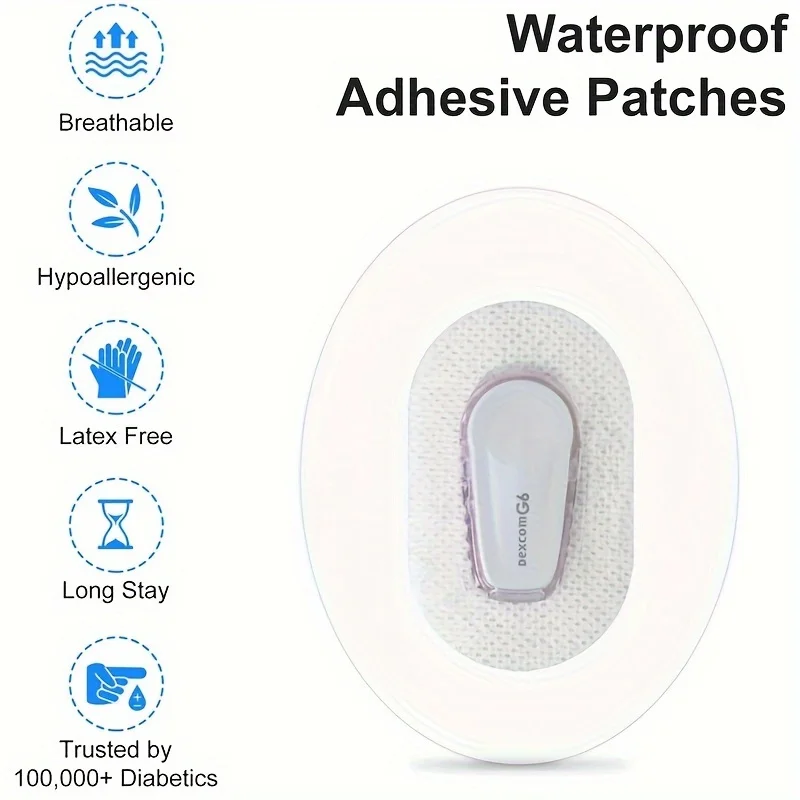 20pcs G6 Overpatch Shower Patches, Sweat-Proof, Waterproof Adhesive Stickers, Long-Lasting for Glucose Monitor, Blue