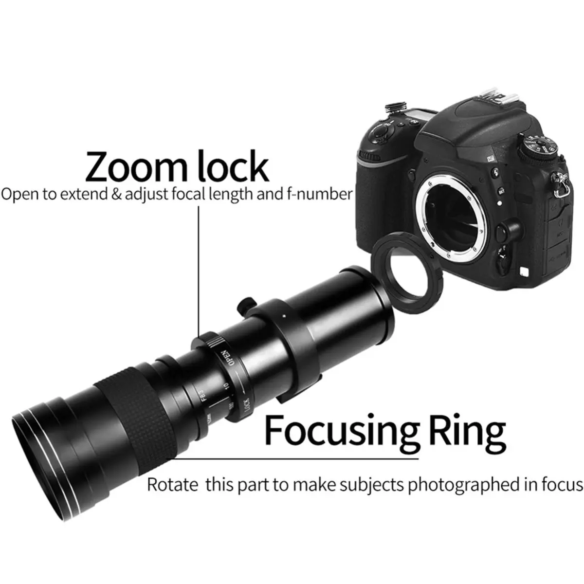 420-800mm F/8.3 Telephoto Lens Zoom SLR Camera Lens for F-Mount Camera