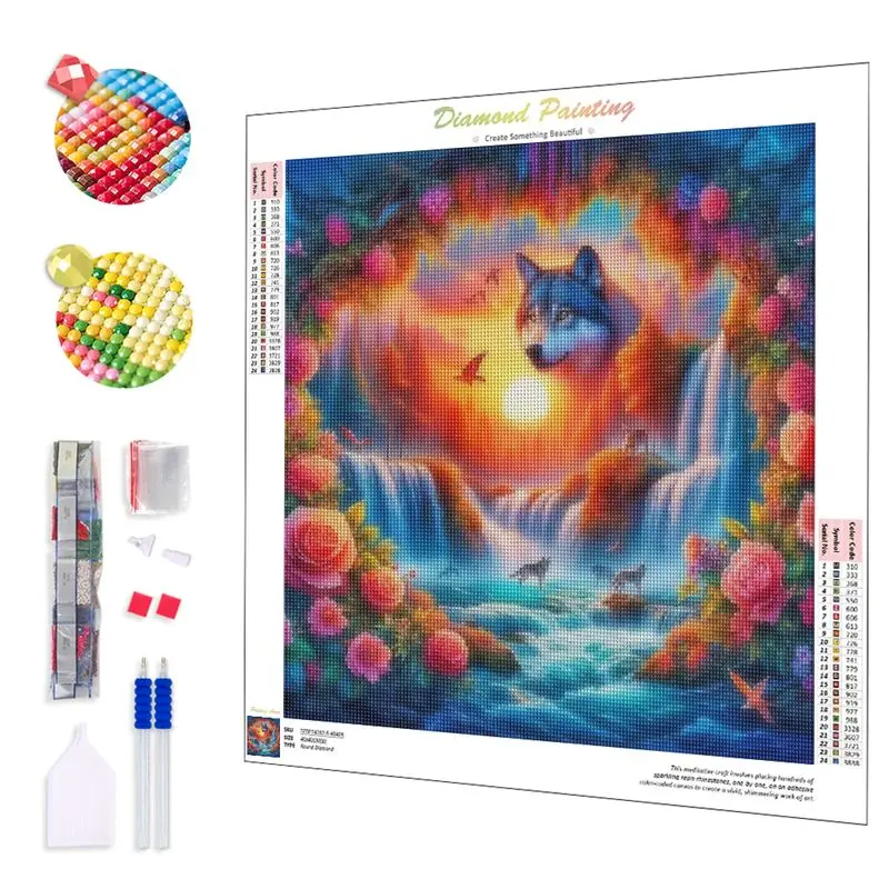 

CHENISTORY 5D DIY Diamond Embroidery Wolf Cross Stitch Kit Diamond Painting Lake Diamond Mosaic Home Decorations