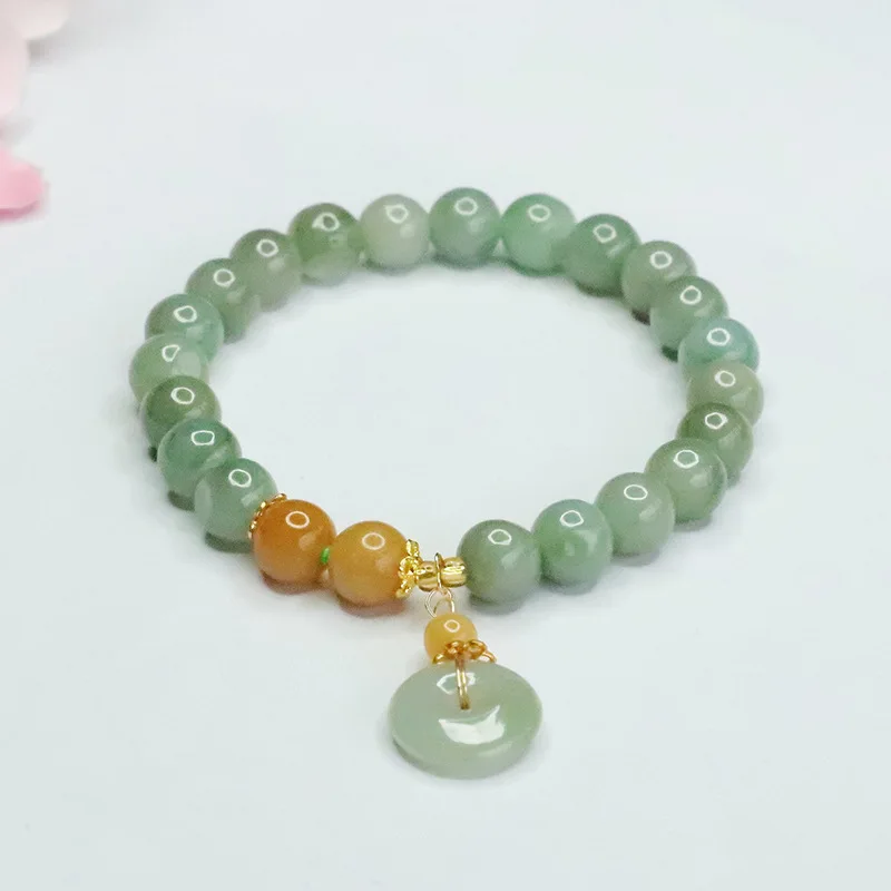 Junyu Natural Southeast Asia Myanmar High end A-grade Jadeite Oil Blue Hand Chain Safe Buckle Slippers Factory Straight Delivery