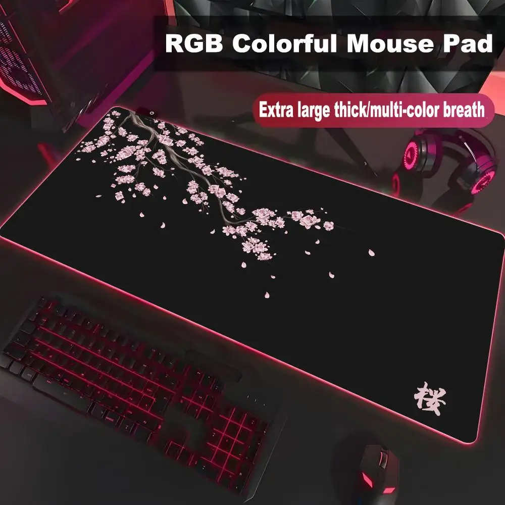

Коврик для мыши High-end E-sports Japan Cherry Blossom с RGB LED подсветкой, большой, для ПК, для студентов, светящийся, для геймеров, HYBXXC