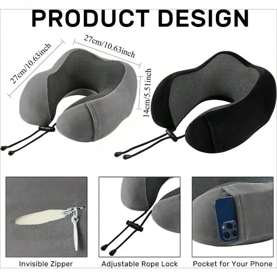 Travel Neck Pillows For Airplanes Memory Foam Neck Pillow For Traveling Adjustable Travel Pillow For Sleeping,Travel Neck Pillow