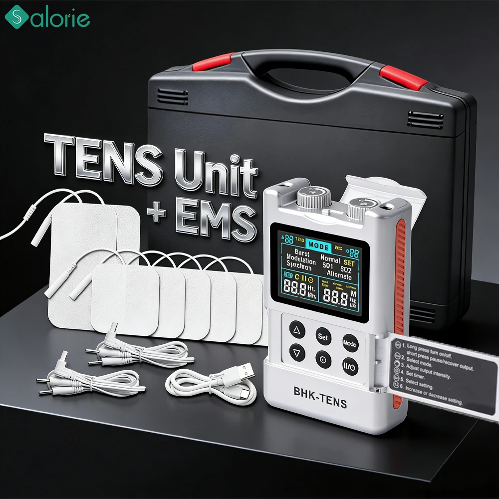 Digital TENS Unit Muscle Stimulator EMS Machine 40 Intensity Dual Channel Electronic Pulse Massage Machine for Back Pain Relief