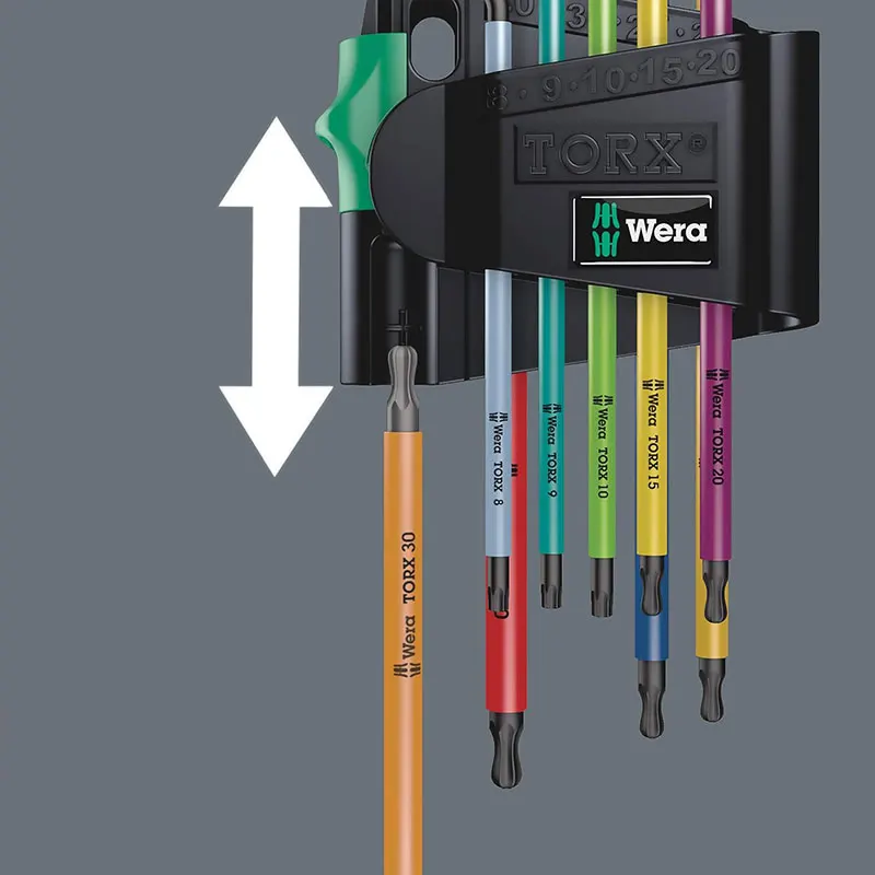 WERA 05073599001 967/9 TX BO Multicolour 1 SB L-key Set for Tamper-proof TORX Screwdrivers 9Pieces Blacklaser 245Grams