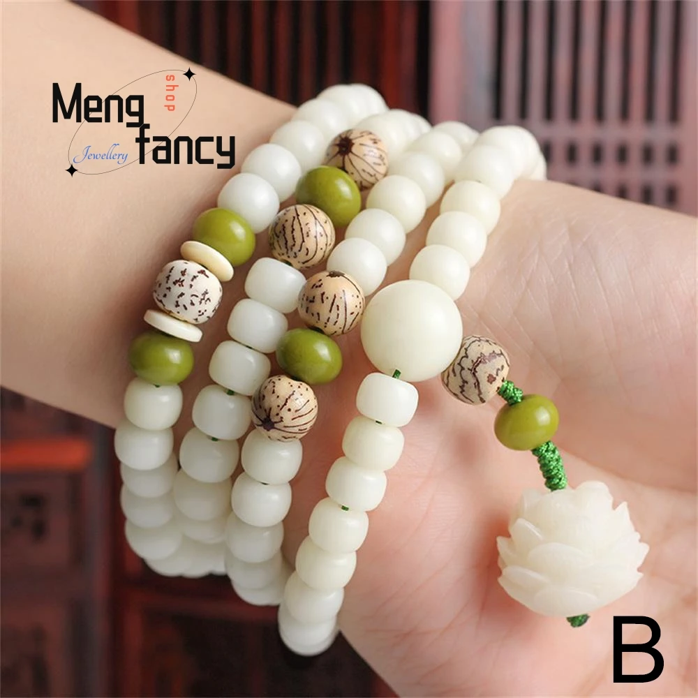 Natural White Bodhi Root Beads Bracelet 108 Lotus Mala For Women Yoga Meditation Best Selling Fine Jewelry Fashion Holiday Gifts