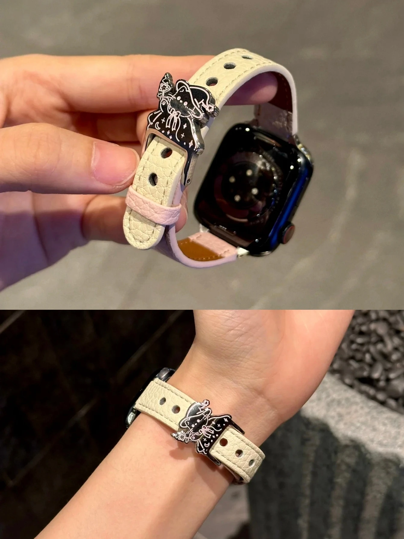 حلقة جلدية مضحكة لساعة أبل للنساء 11/10/9/8/7/6/5/4 38 مللي متر 40 مللي متر 41 مللي متر 42 مللي متر 44 مللي متر 45 مللي متر 46 مللي متر 49 مللي متر حزام