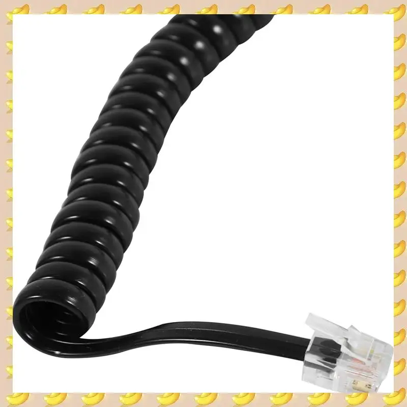 

A45U 4X черный спиральный телефонный шнур 1,1 фута спиральный 4X черный удлиненный вращающийся телефонный шнур детектор стационарного линии