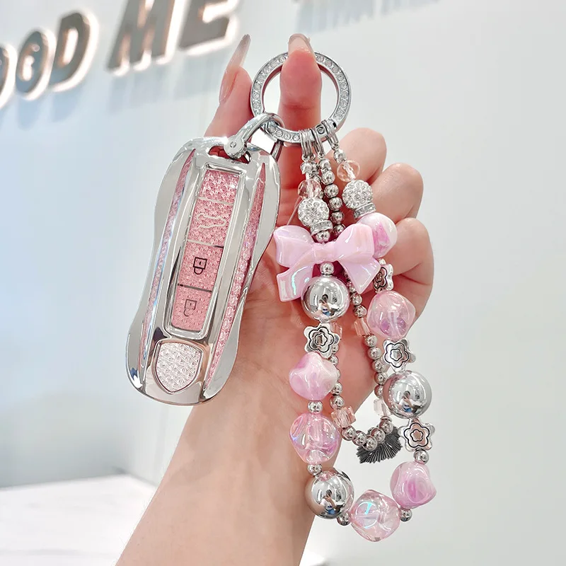 Pink TPU for Porsche Panamera Spyder Carrera Macan Boxster Cayman Cayenne 911 970 981 991 Smart Remote Car Key Case Cover Fob