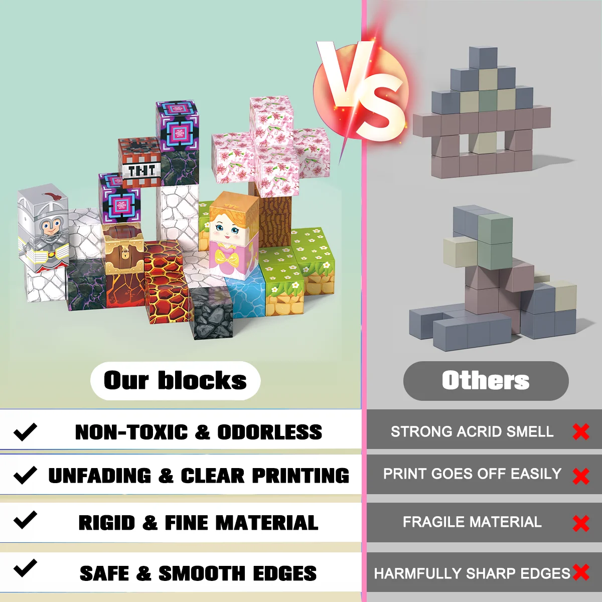 Mini magnetyczne klocki konstrukcyjne, odpowiednie dla dzieci powyżej 3 lat, do zabawy w podróży i redukcji stresu, z przenośnym metalowym pudełkiem.