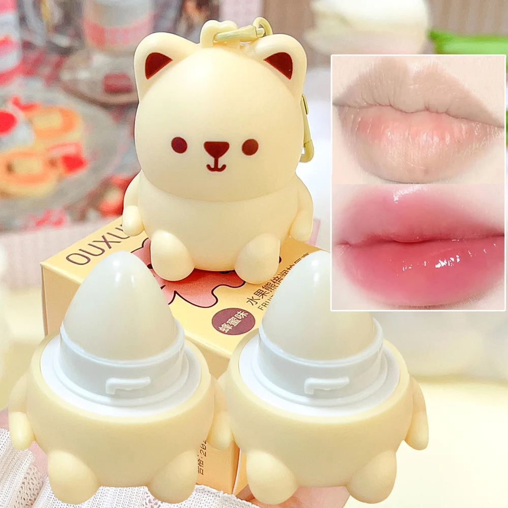 Moisturizing Fruit Bear Lip Balm Anti Dry Long Lasting Nourish Lip Gloss Women Winter Make Up Cosmetics Exfoliating Lip Balm Oil