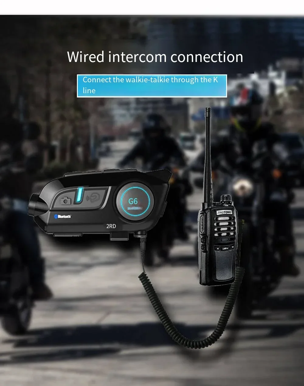 Waterproof Bluetooth Motorcycle Helmet Intercom Headset Built-in Wireless Communication for Rider Road Travel Audio Equipment