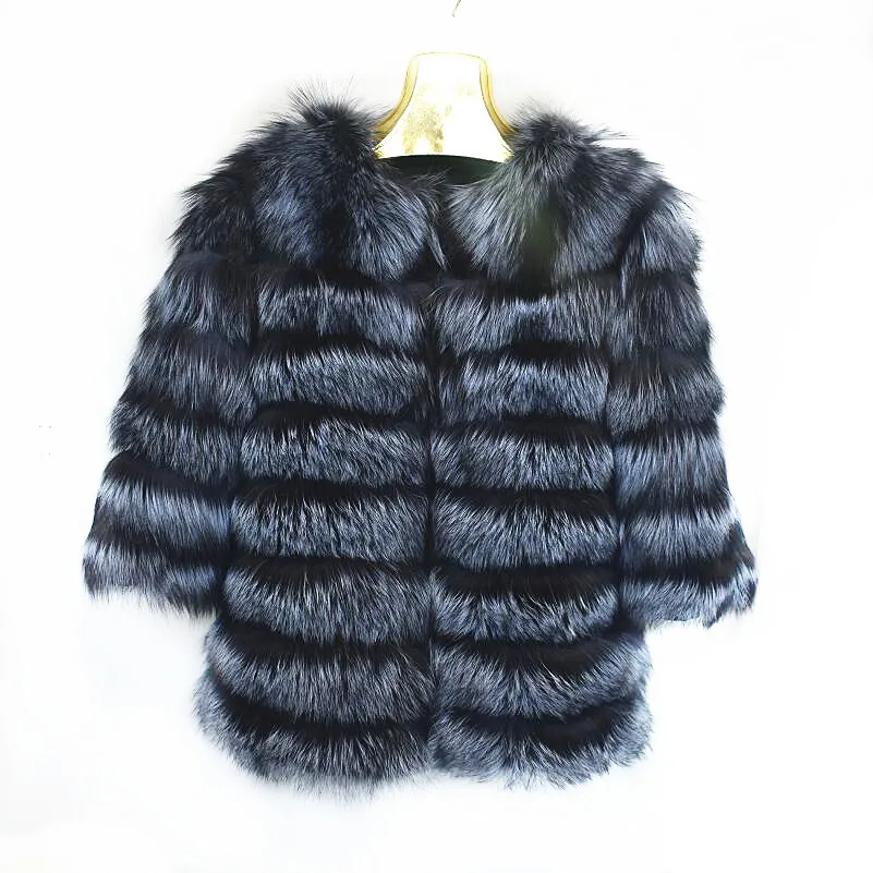 Real Fox Fur Coat for Women, Natural Silver Fox, Removable Short Jacket, Thick Vest, Warm Fashion, Autumn, High Quality