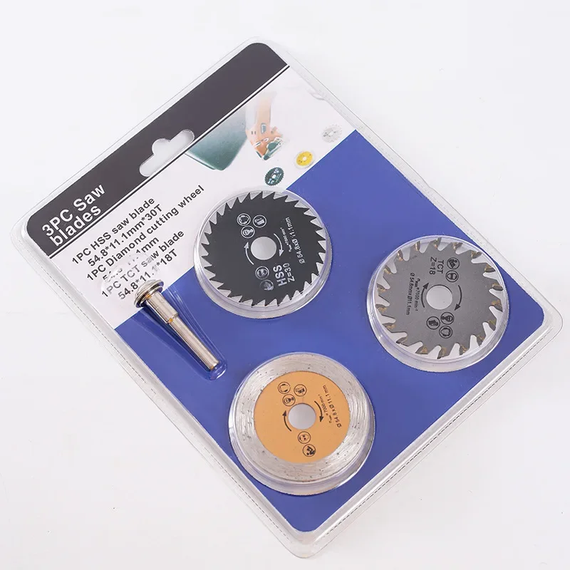 3PC High Speed Steel Mini Saw Blades Diamond Wood Plastic Copper Aluminum Soft Metal Cutting Discs Rotary Tool Accessories