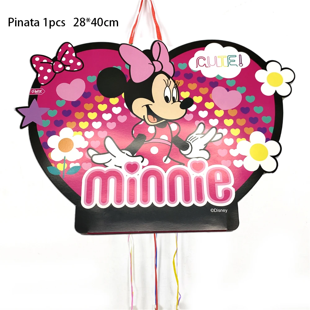 Disney-cartón con temática de Minnie Mouse para niños y niñas, decoraciones para fiestas de cumpleaños, piñata DIY, 1 unidad por lote