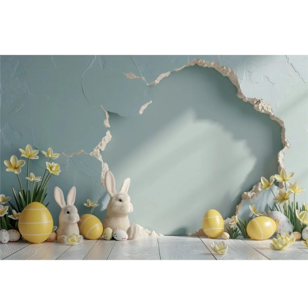 Фон для фотобудки с изображением счастливой пасхальной вечеринки, большое отверстие на стене, яйца, кролик, реквизит для душа для новорожденных, детский фон для фотостудии