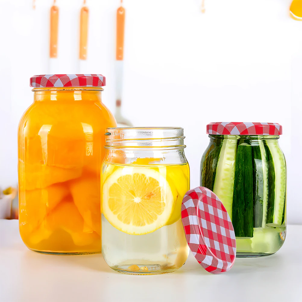 

10 Glass Jar Lids Accessories Rustproof Sealing Jam Jars Storing Foods Wide Mouth Regular Canning Pasta Sauce Straw