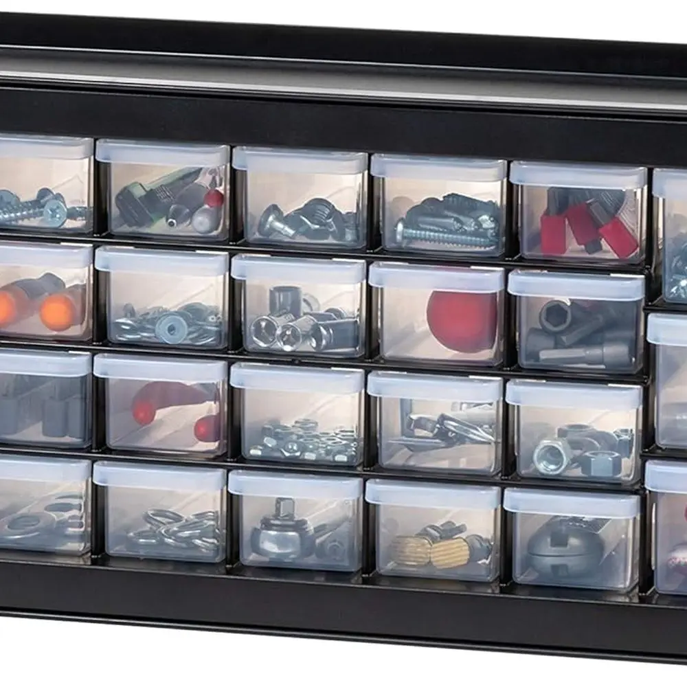 

Штабелируемый шкаф для хранения вещей с 26 ящиками для классных принадлежностей и поделок черного цвета