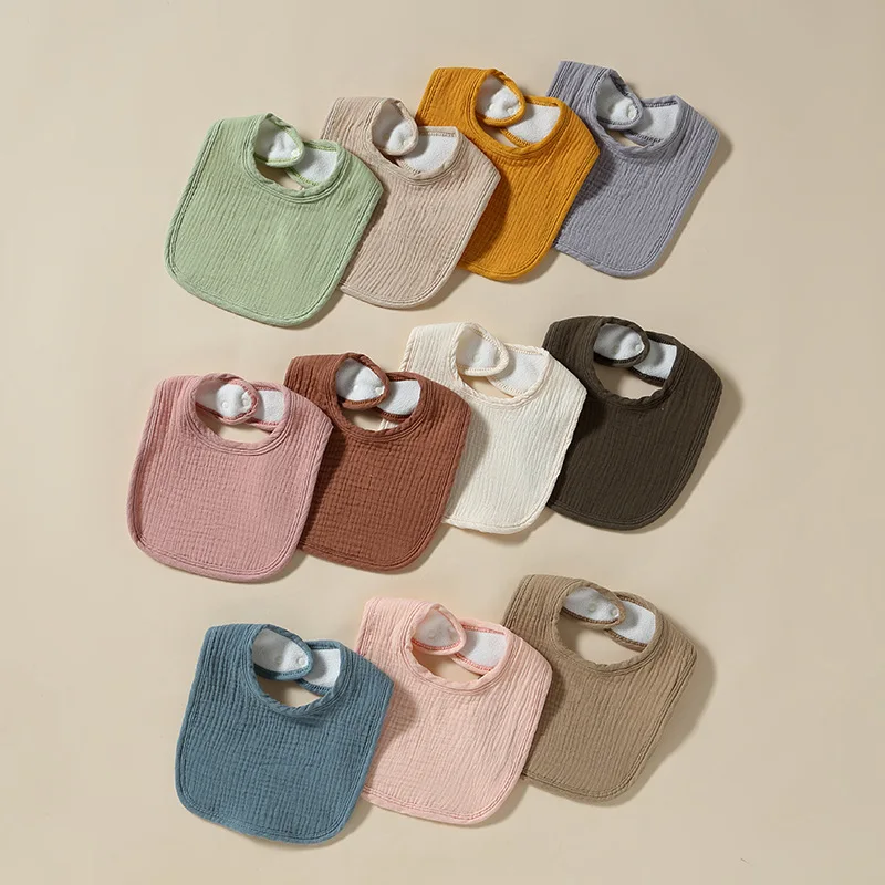 Autumn New Thickened Cotton Gauze Baby Bibs Solid Color Infant Bib Newborn Burp Cloths for Boy Girl Soft Feeding Saliva Towel