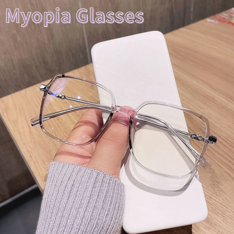 

Blue Light Myopia Prevention Glasses for Students Large Frame Myopia Glasses Flat Lens Matte Coffee Plain Eye Frame