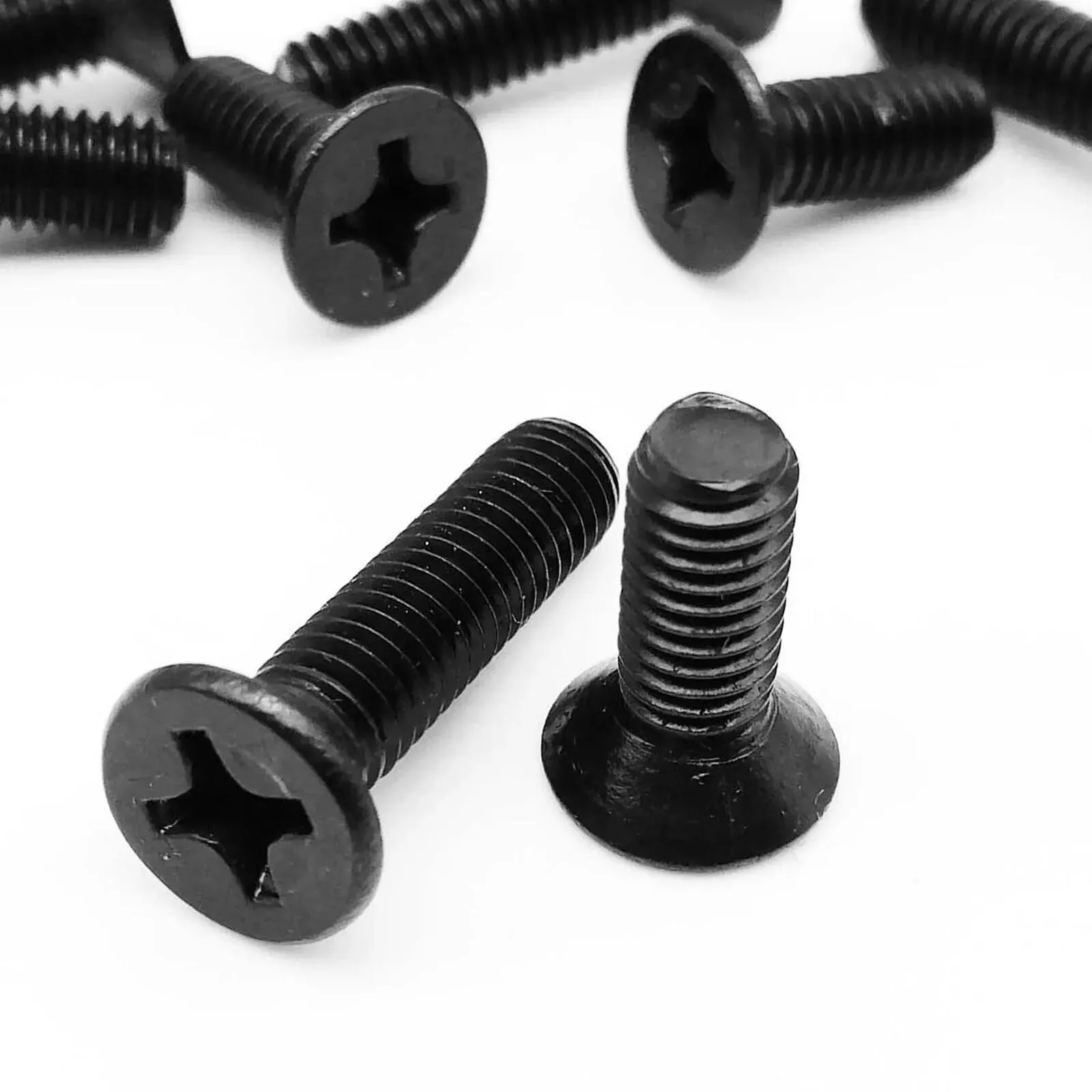 50/100/200pcs M1 M1.2 M1.4 M1.6 M2 M2.5 M3 M4 Cross Recessed Phillips Flat Countersunk Head Screw Bolt GB819 Black Carbon Steel