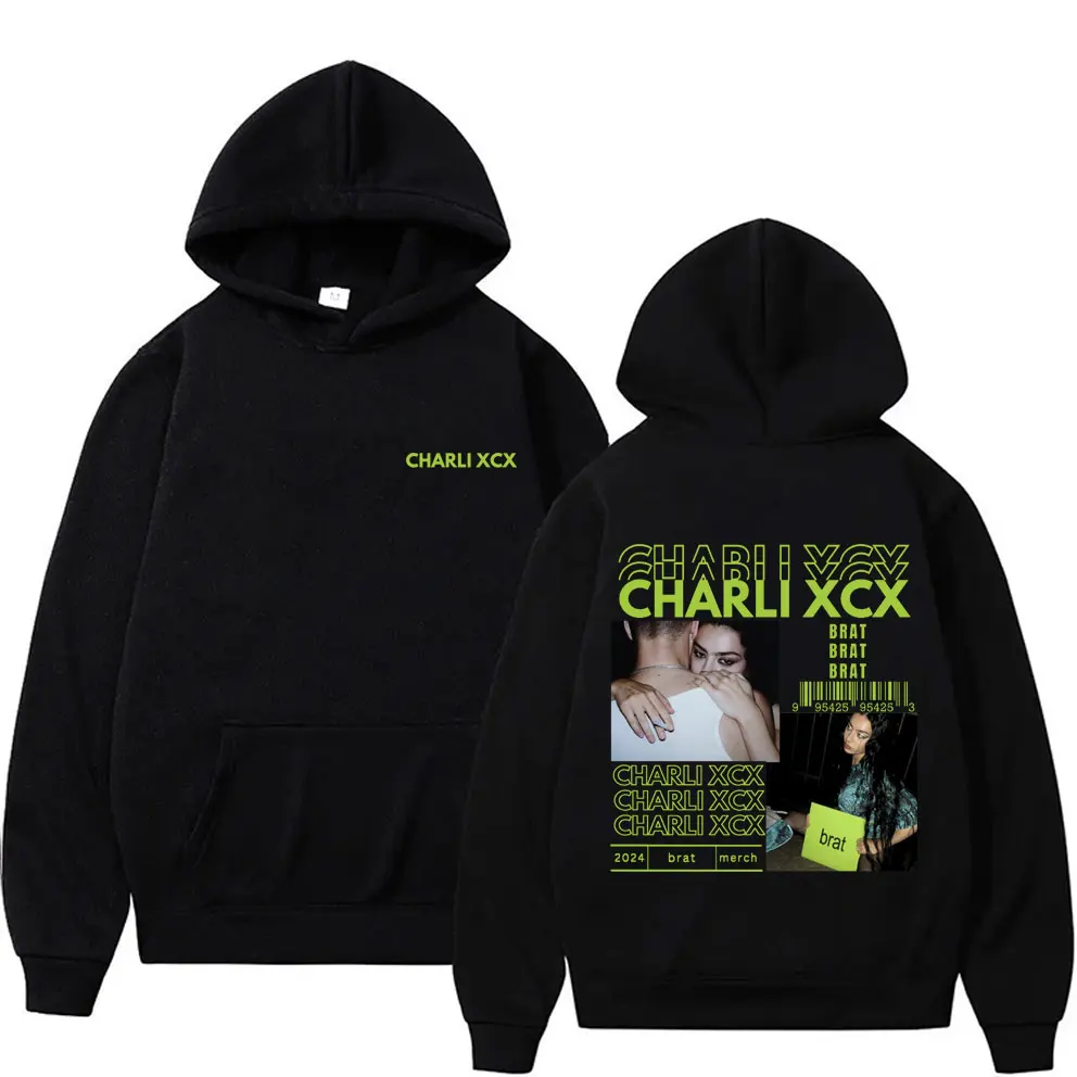 

Singer Charli XCX Brat Album Print Hoodie Men Women Clothing Fashion Oversized Sweatshirt Male Fleece Cotton Long Sleeve Hoodies