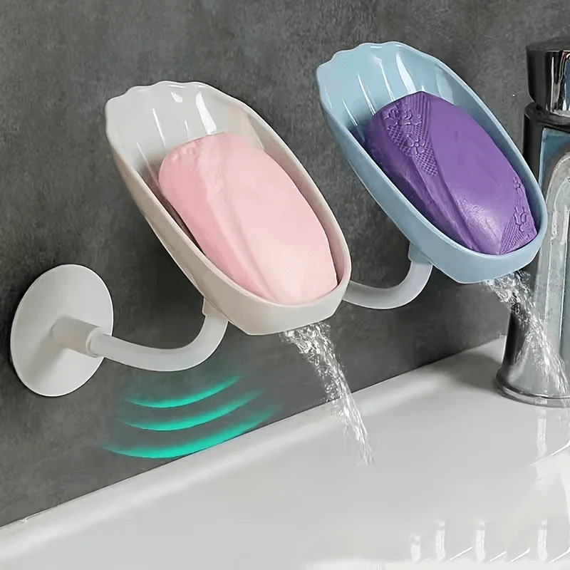 2pcs Wall-mounted soap rack set, shell-shaped soap rack, drainage