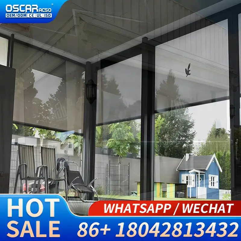 

Outdoor Electric Manual Transparent Windproof Vertical Roller Blinds Smart Control Waterproof Shades for Patio Balcony Window Ro