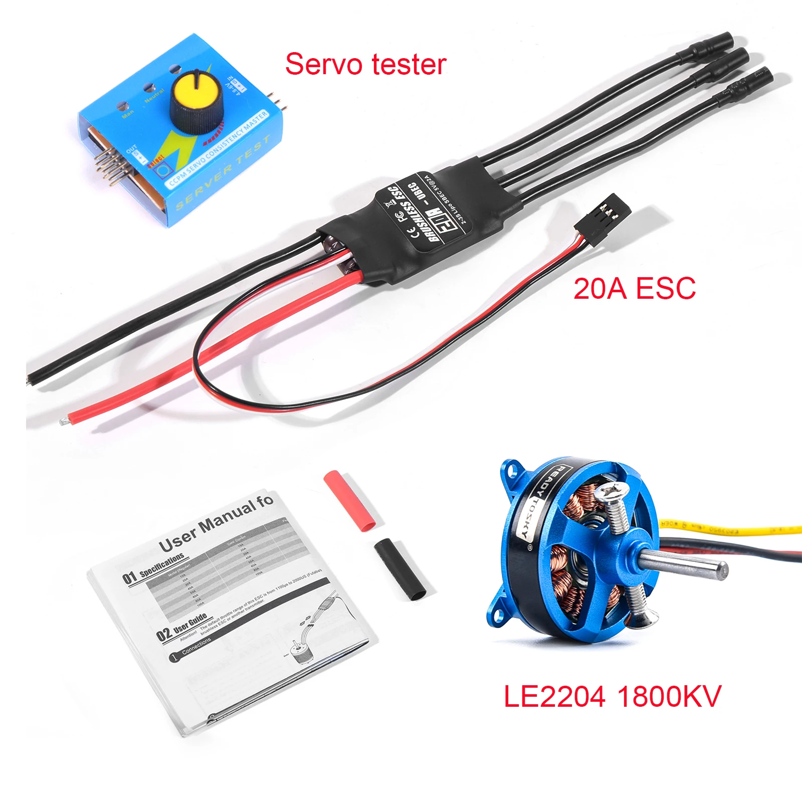 Hochleistungs-Flugzeugmotor LE2204 1800KV mit 12A/20A ESC und Servo-Tester für RC-Flugzeuge und KT F3P RC-Teile – Detail 7