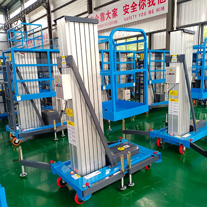 

Single Mast Fork Man Lift Table Aerial Work Platform Portable Man Lift