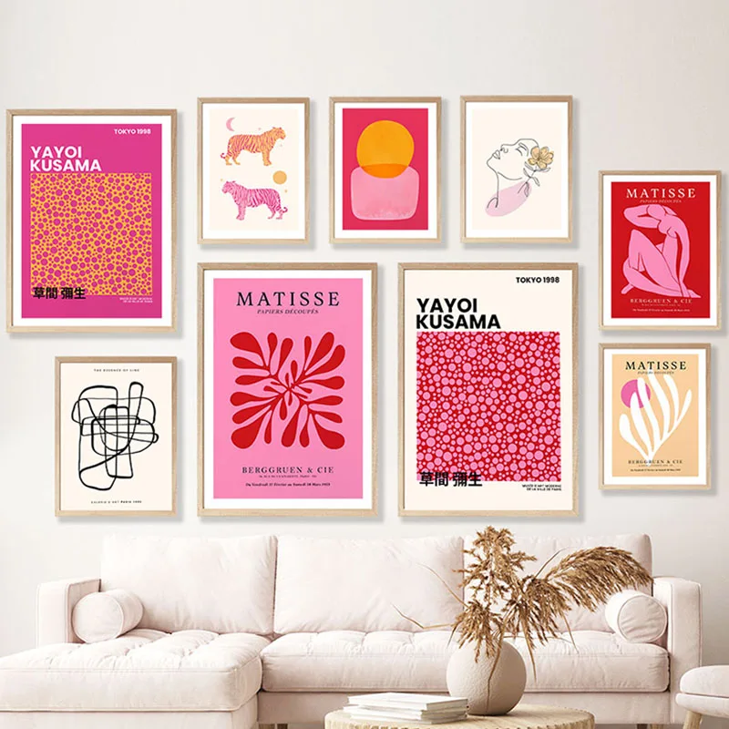 Henri Matisse Flower Tiger Coral Abstract Vintage Posters Canvas Painting Yayoi Kusama Wall Art Print Picture Living Room Decor