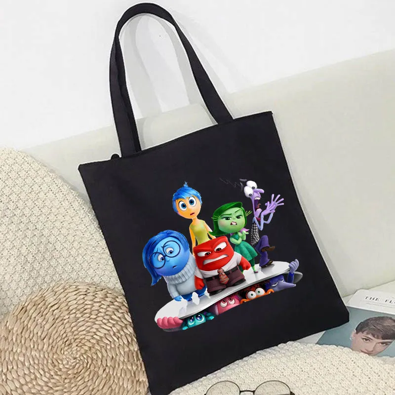 Disney Inside Out Canvas Women\'s Shopping Tote Bag Ins Ladies Kawaii Tote Bag Shopping Cute Commuting Bags Casual Shoulder Bag