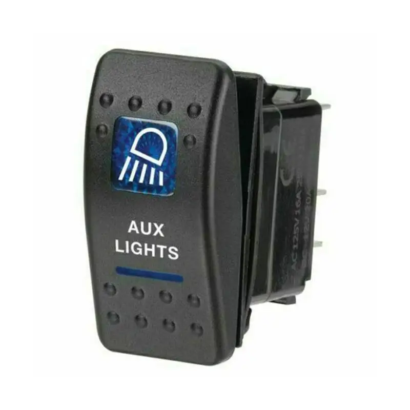 

5-контактный синий переключатель-тумблер AUX для мотоциклов, автомобилей, внедорожников 4X4, квадроциклов, UTV, лодок, грузовиков