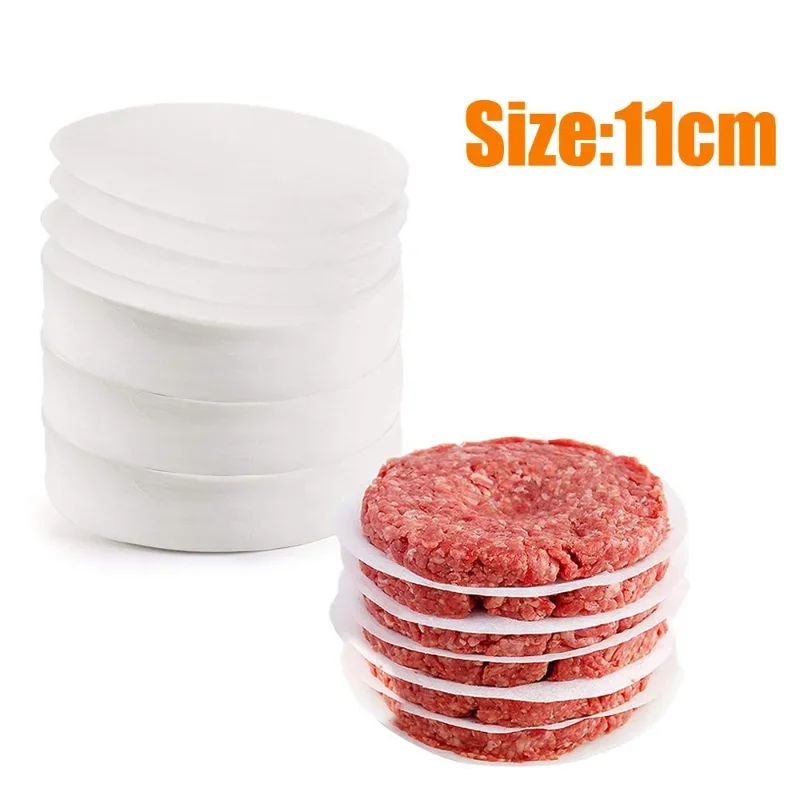 100pcs 11cm Hamburger Patty Paper Round Wax Paper Sheet for Burger Press Baking Cake Baking Separate 4.33inch Patty Oil Paper