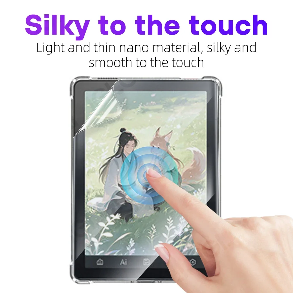 2 in 1 Screen Protector+TPU Case for Bigme B6 EReader Soft Film&Clear Protective Cover for Bigme B6 Anti-Scratch Accessories Kit