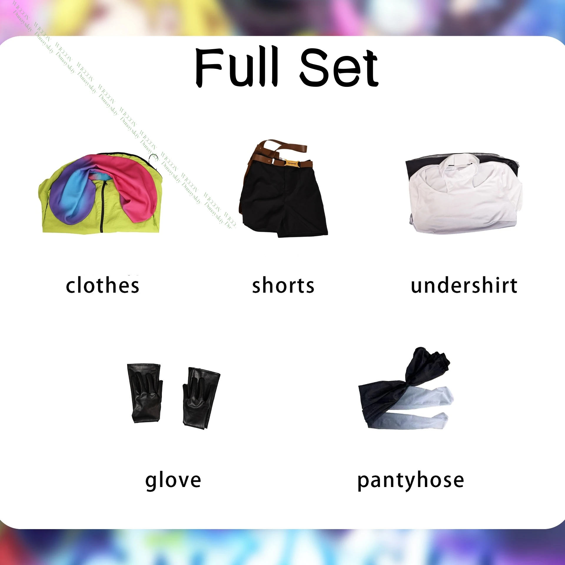 هالوين عيد الميلاد Gnosia يوري تأثيري مجموعة كاملة شعر مستعار الأخضر سترة السراويل النساء أنيمي لعبة لعب الأدوار المعرض زي جديد