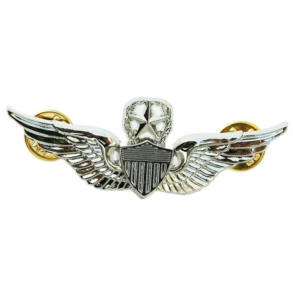US ARMY WINGS MILITARY COMMAND PILOT METAL WINGS PIN BROOCH BADGE SILVER