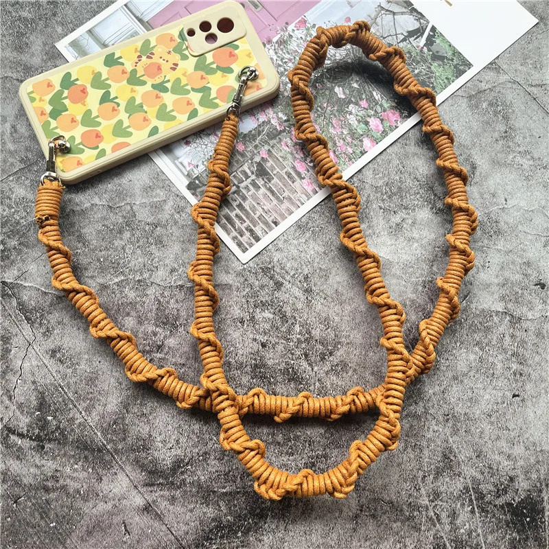 Landyard Spiral Pattern Pendant Cell Phone Strap Handmade Rope Hang Mobile Phone Accessories DIY Bags with Long Straps Decorate