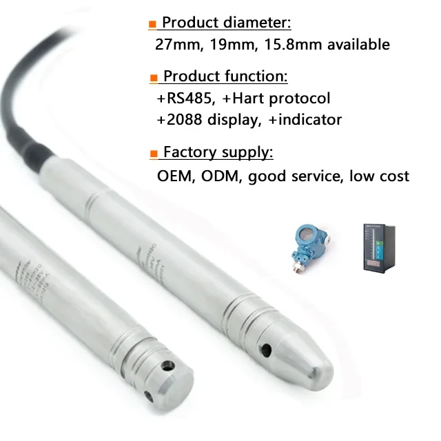 Wtsensor sensor de pressão de água de nível fluido 4-20ma sonda de nível de poço profundo rs485 bombas submersíveis sensor de nível de água