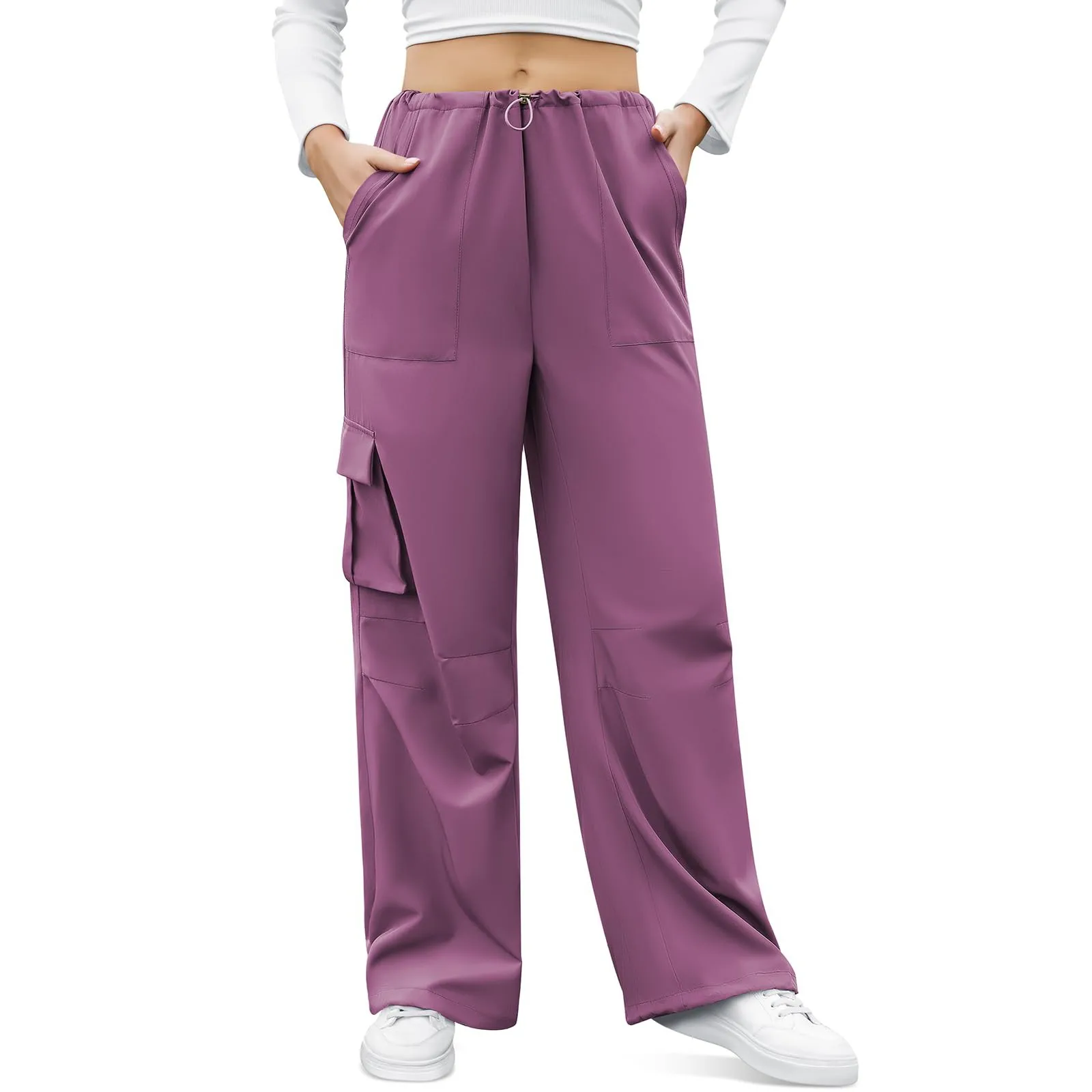 

Female Four-seasons Simple And Basic Sweatpants Solid Color Casual Drawstring Pants Fashion Loose Wide Leg Straight Trousers