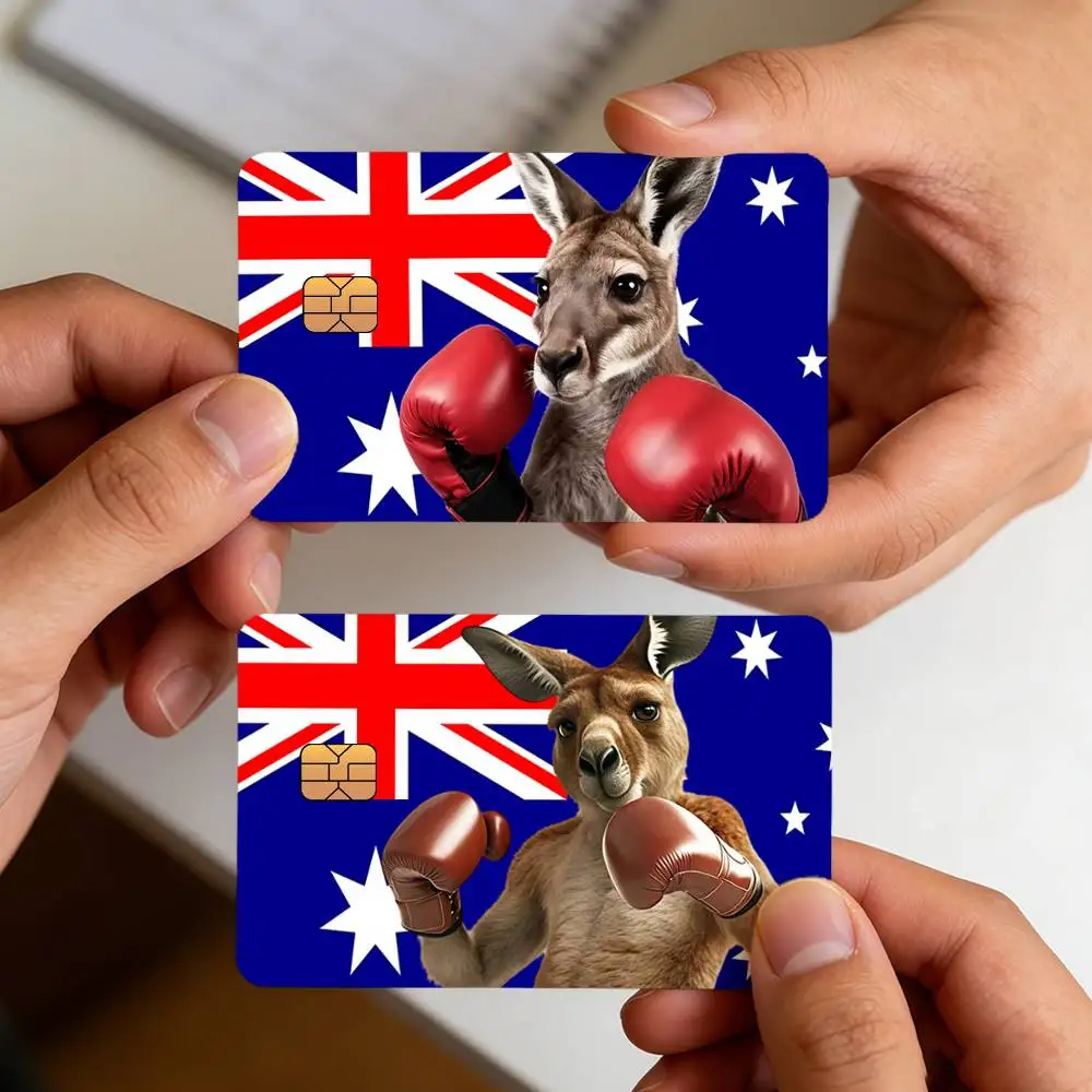 Australia B-Boxing Kangaroo Meme Fun Creative Bank Card Sticker Covers Chip Cards Credit Card Skins Scratch Protection