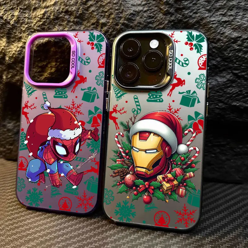 

Christmas Marvels Spaiderman Coque For Apple iPhone 17 Air 16e 16 14 15 13 11 Pro Max Plus 12 17 Pro Shockproof Case Phone Cover