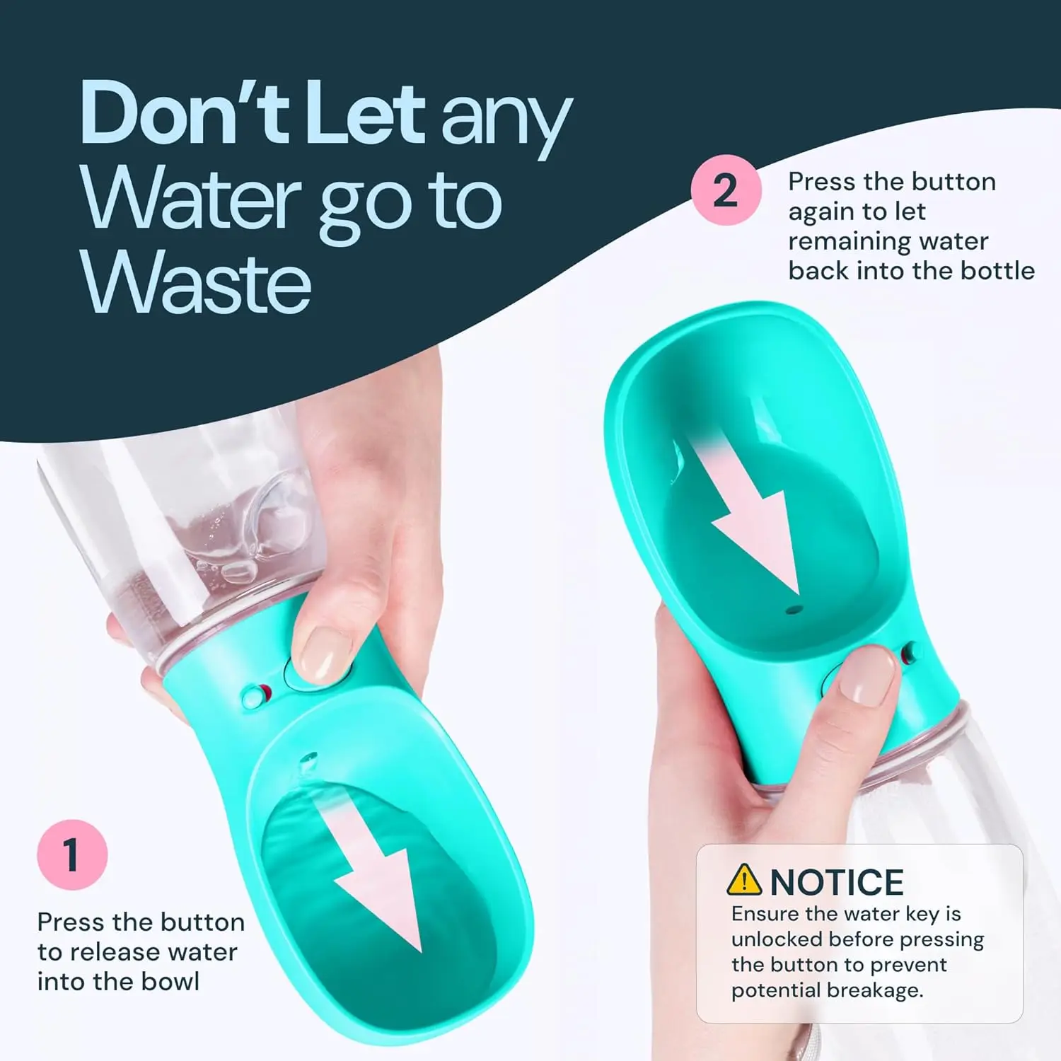 

MalsiPree Leak-Proof Dog Travel Bottle with Bowl – 19 oz, Blue