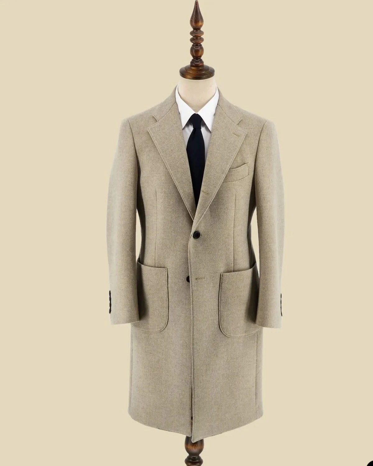 Khaki Woolen Coat Men Suit Tailor-Made One Piece Overcoat Single Breasted Winter Warm Business Wedding Groom Prom Tailored