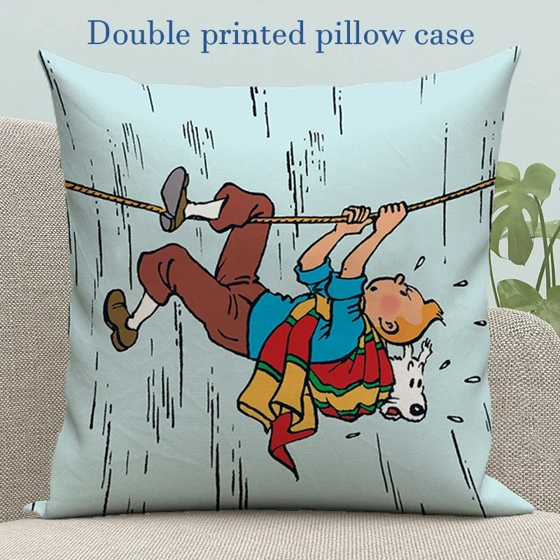 Tintines Pillow Cases Decorative Cushions Cover for Sofa Silk Pillowcase Fall Decor Sleeping Pillows Cushion Covers Anime