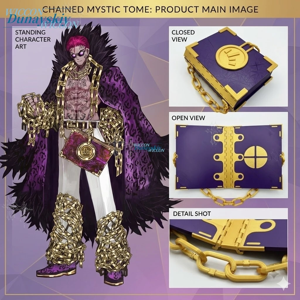 

Limbus Company Middle Finger Tissue Book Of Vengeance Prop Purple Gold Chain Bound Knight Game Roleplay Halloween Party Costume