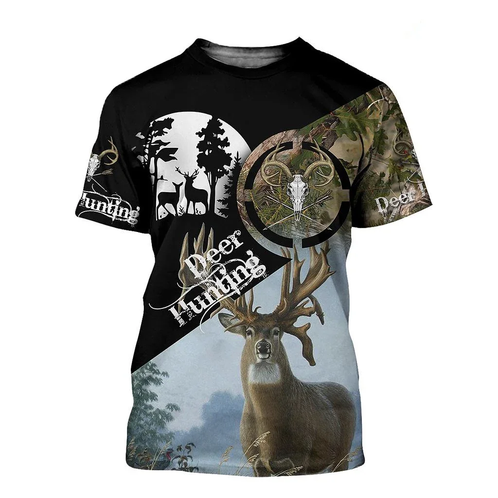 Fashion t-shirt hunting camouflage 3D printed t-shirt unisex casual sports short sleeve top NO003