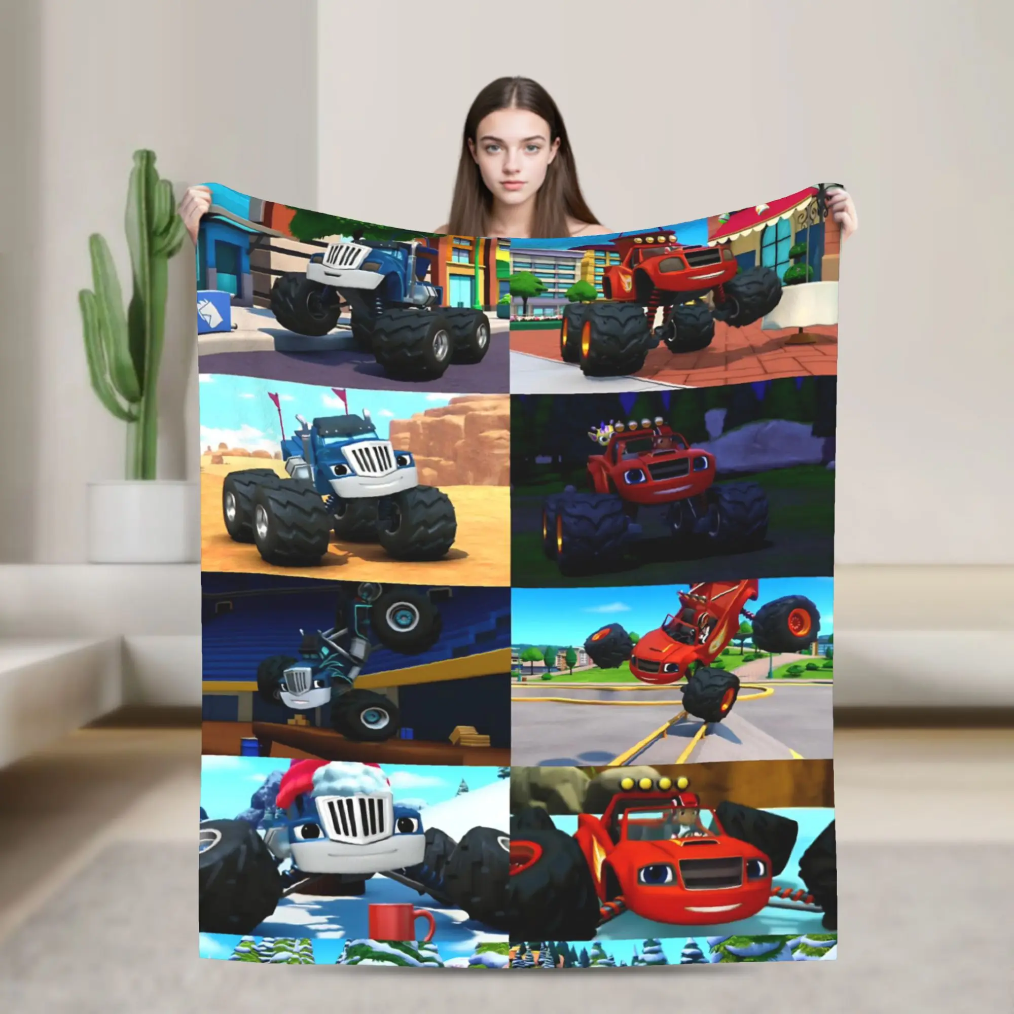 Blaze and the Monster Machines Throw Blanket for Couch Soft Cozy Plush Blanket 50x60 Inch Multi-size Bedspreads for All Seasons