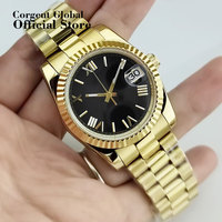 Corgeut 36mm/39mm Automatic Men Watch President Bracelet NH35A 20ATM Movement Sapphire Crystal Green Luminous Dial